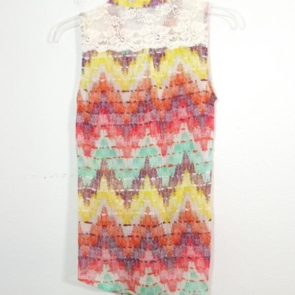 American Rag lace Chevron tie front tank top S - Picture 7 of 11